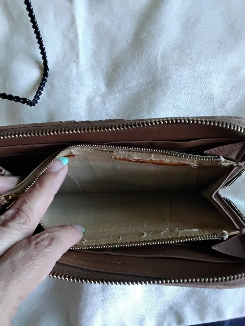 Authentic Bottega Veneta Woven Zip-Around Wallet in Taupe